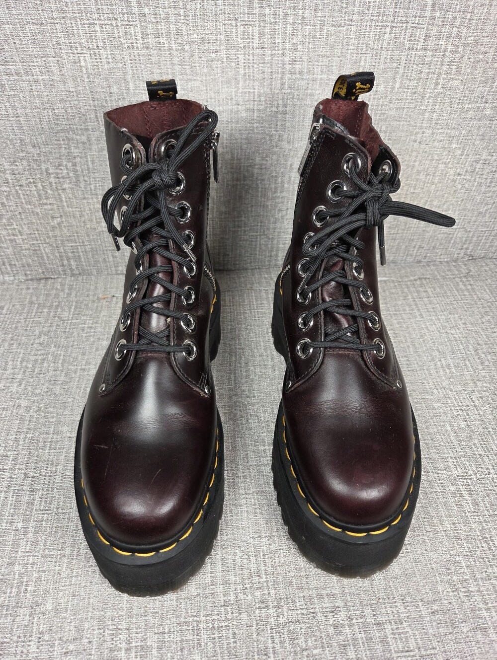 RARE Dr. Doc Martens Jadon Max Leather Platform Boots Oxblood Red Womens 8 EU39 - Picture 2 of 11